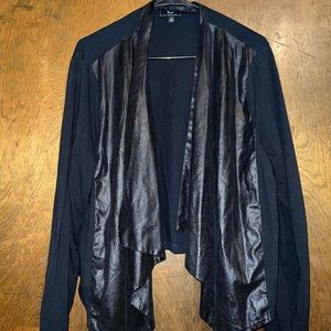 Plus Size 3X G by Guiliana Black Snakeskin Collar Open Cardigan